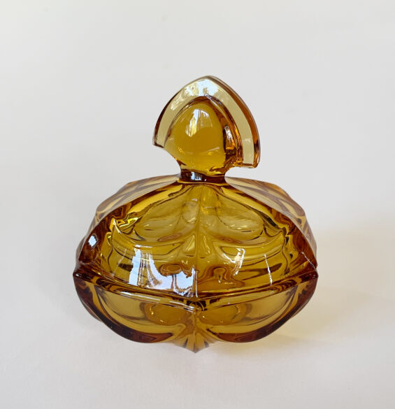 Glasskål Bärnsten med lock