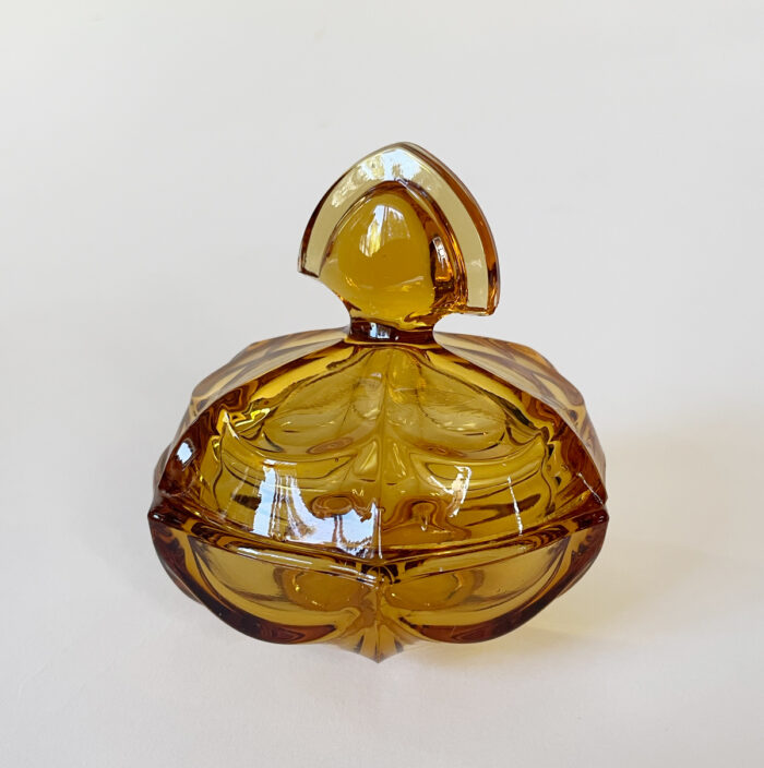 Glasskål Bärnsten med lock