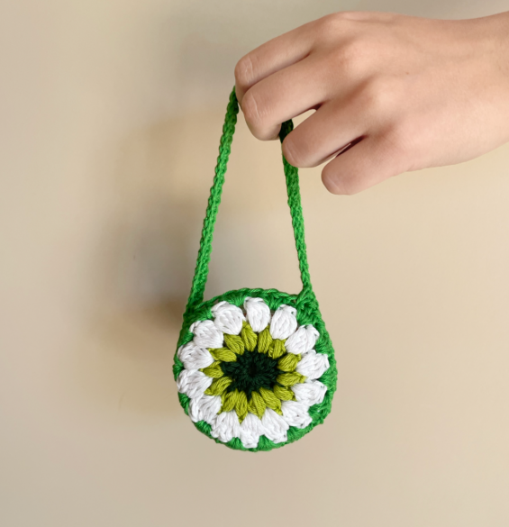 Crochet Mini Granny White-Green
